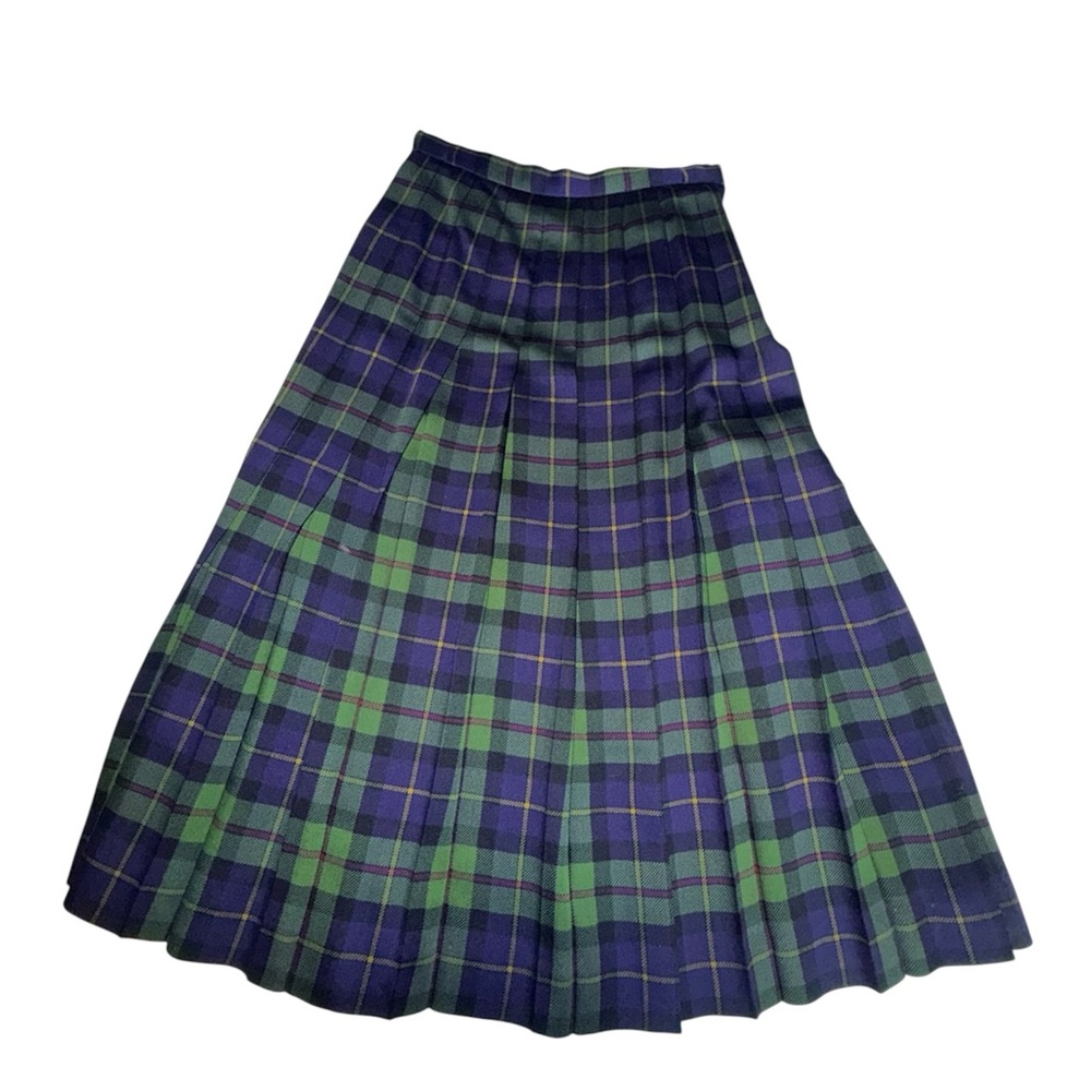 Vintage Gloria Sachs Plaid Green and Blue Women's Skirt